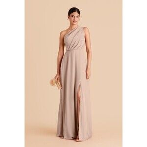 Birdy Grey One Shoulder Kira Chiffon Taupe Bridesmaid Dress M
